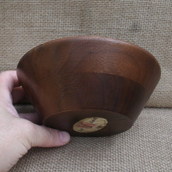 Vintage Vermillion Handcrafted Walnut Wood Bowls Set of 4 - Picture 6 of 16